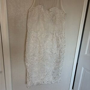 Adrianna Papell White Lace Cocktail Dress